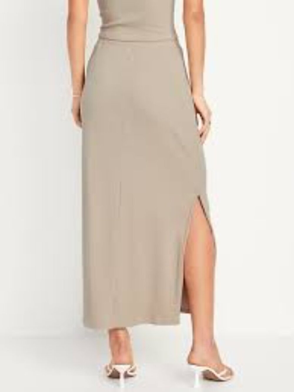 OLD NAVY Light Beige Ribbed Midi Skirt, Women’s Size Medium